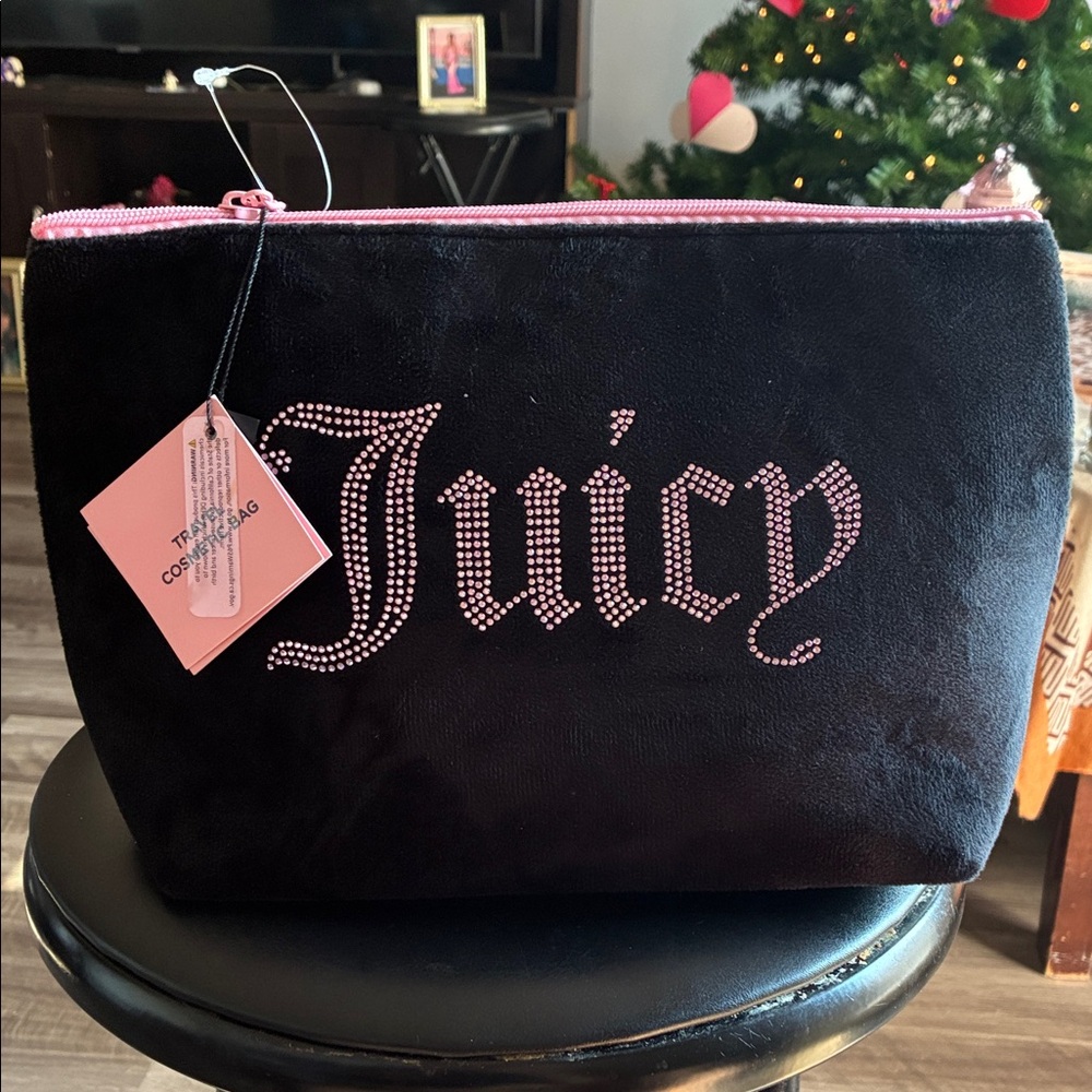 Juicy Couture Black Cosmetic Bag with Pink Accents